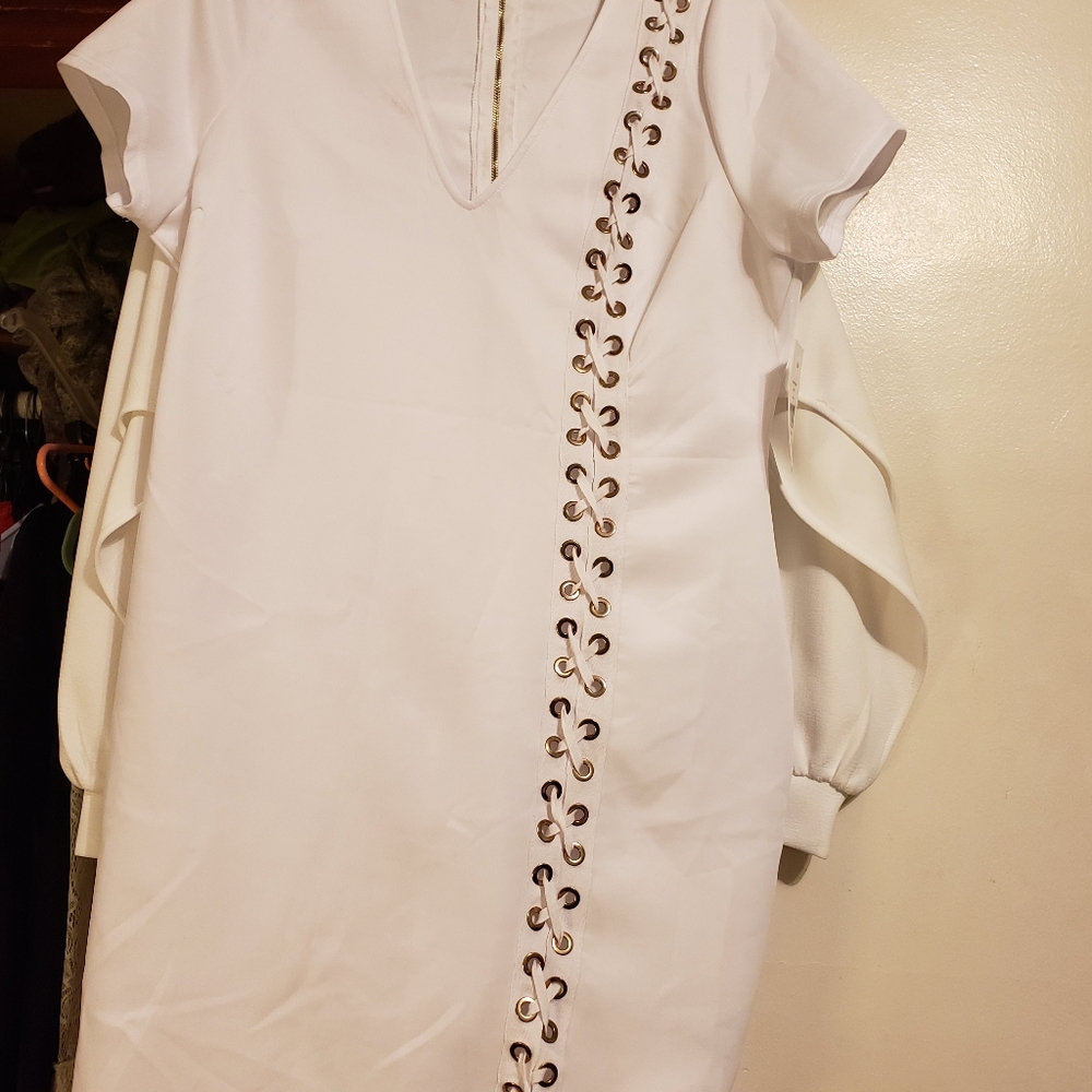 NWT White Lace-Up Side Grommet Dress